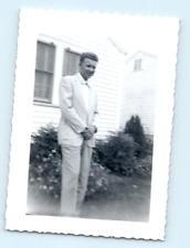Vintage Photo 1940s, Southern Man Dressed Up Front Yard, 4.5x3.25 Black White picture