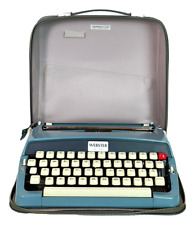 Vintage 1967 Brother Webster XL-500 Blue Portable Manual Typewriter & Case Works picture