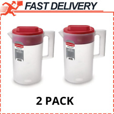 Rubbermaid, 1 Gallon, 2 Pack, Red, Plastic Simply Pour Pitcher with Multifunctio picture
