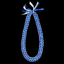 Blue And White Braided 4 Ribbon Graduation Gift Lei Hand Made 1.5” Wide picture