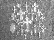 JEWELRY 6 ASSORTED CROSSES Pewter  Pendants New picture