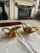 STUNNING 1940'S VINTAGE LUSTERWARE 22K GOLD PLATED SUGAR AND CREAMER 202 STAMPED picture