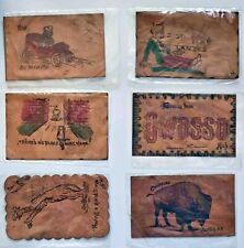 Lot of 6 Leather Post Cards Circa 1906 Post Office Mail picture