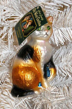 2013 OLD WORLD CHRISTMAS - CALICO CAT - BLOWN GLASS ORNAMENT - NEW picture