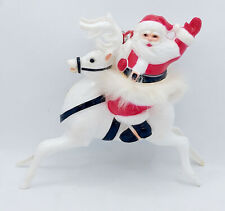 Vintage 1960s Celluloid Santa Riding Reindeer With String Hanger picture