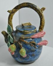 Antique Vintage Majolica Detailed Flower Vine Design Teapot picture