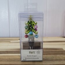 VTG 90s Retired PIER 1 Glass Wine Stopper Decorated Christmas Tree w Ornaments picture