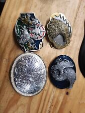Vintage Siskiyou Indian Hunting Buffalo Belt Buckle - Americana Lot Of 4 picture