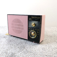 Emerson Tube Radio 31T02 Tabletop AM 1960's Vintage MCM Pink Black WORKS picture