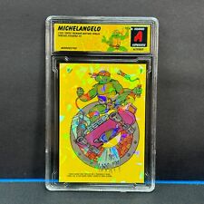 1989 Topps TMNT Michaelangelo Sticker #9 Cracked Ice Altered Refractor  picture