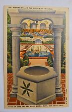 1942 San Diego,CA Wishing Well in the Garden of the Kings Linen Postcard KB1  picture