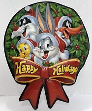 Looney Tunes 3D Christmas Happy Holiday Wreath Bugs Bunny Friends 1997 Blow Mold picture