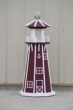 3 Foot 3in Octagon Electric and Solar Powered Poly Lighthouse, Cherry/White picture