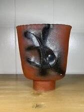 Vintage Ikebana Pedestal Vase / Planter Pot Container Japan Red picture