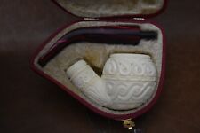 Ornate Fat Apple Pipe Brand New Block Meerschaum W Army Pocket Case#1040 picture