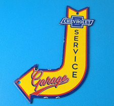 Vintage Chevrolet Sign - Porcelain Service Arrow Sign - Gas Oil Pump Garage Sign picture