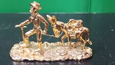 Vintage Golden Metal Gold Rush Miner with Donkey Figurine/ Mining Decoration picture