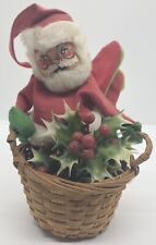 1970 Annalee Mobilitee 7.5” Doll Santa in a Basket VHTF Rare picture