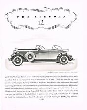 1932 BIG Vintage Lincoln V-12 V12 Sport Phaeton Convertible Car Art Print Ad picture