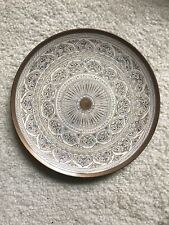 Very neat Hand Painted Wood Plate w/ feather pattern (India/Greek?)(10