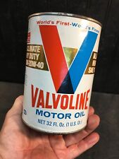 Vintage Valvoline All-Climate 10W-20 Motor Oil Can 1 Quart FULL picture