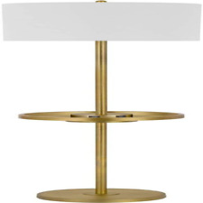 Cal 150W 3 Way Crofton Metal Floor lamp with Centered Tray Table Brass  picture