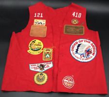 1960s Boy Scouts BSA Red Felt Vest w/Patches OA Eagle Scout Old Baldy Council picture