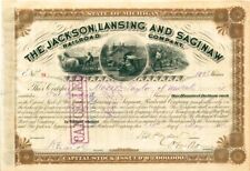 Jackson Lansing and Saginaw RR Stock issued to Moses Taylor and signed by Cornel picture