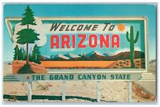 Grand Canyon State Arizona Postcard Highway State Borders c1960 Vintage Antique picture