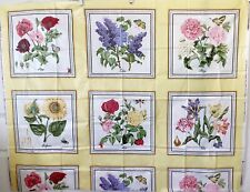 Vintage Waverly Botanical Floral Chintz Sateen Fabric Remnant 55”x45” picture