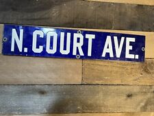ANTIQUE ING-RICH PORCELAIN STREET SIGN N. COURT AVE. MINTY CONDITION picture