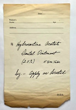 Handwritten Dentist Note Ephemera Vintage Hydrocartone Acetate Dental Ointment picture