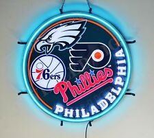 Philadelphia Eagles 76ers Phillies Flyers Vivid LED Neon Sign Lamp With Dimmer picture