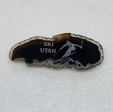 Vintage “Ski Utah” Agate Stone Fridges Magnet 2.75” Art Decor 26 picture
