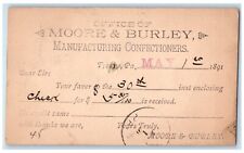 1891 Office of Moore & Burley Candy Maker Confectioners Tyrone PA Postal Card picture