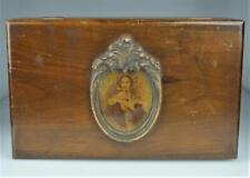 WOODEN VICTORIAN STYLE MAHOGONEY DRESSER TRINKET JEWELRY BOX - RELIGIOUS MEDALS picture