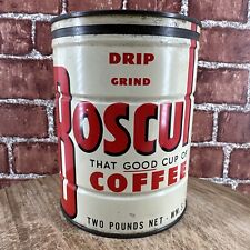 Vintage Boscul 2 Lb Tall Coffee Can Tin Key Wind Litho Advertising picture