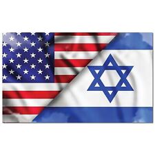 Magnet Me Up American and Israeli Flag Magnet Decal, 3x5 Inches, Blue and White picture
