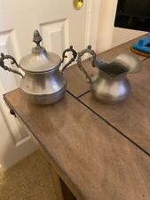 Vintage FEIN Creamer and Sugar Bowl Pewter picture