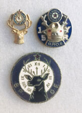 Lot Of 3 Vintage Elks Lodge Enameled Pins 15 Years With Gem picture