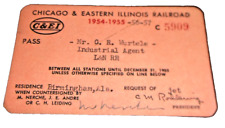 1954-1955-1956-1957 C&EI CHICAGO & EASTERN ILLINOIS EMPLOYEE PASS  picture
