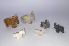 Vtg 60s Lot of 6 Hand Carved Onyx Natural Marble Stone Animals MCM Mule Duck+ picture