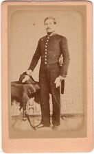 CIRCA 1880s CDV LYONNAISE FRENCH CALVALRY SOLDIER IN UNIFORM SWORD BAUDY FRANCE picture