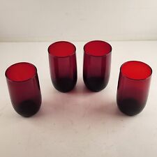 Set of 4 Anchor Hocking Royal Ruby Red Glass Juice Drink Tumblers 4.25