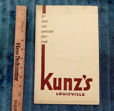 Vintage 1950 KUNZ'S Restaurant Food Menu Louisville Kentucky Dining History picture