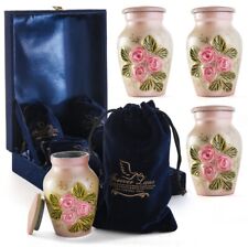 Small Cremation Urn for Human Ashes Keepsake Pink Flowers - Set of 4 picture