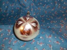 ksm. Older Christmas Ornament  White with Flower  3 Inch High w/Loop picture