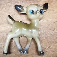 Vintage Hard Plastic Big Eyed Spotted Fawn Deer Figurine picture