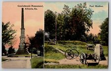 Confederate Monument Atlanta GA Fort Walker Civil War Dual Image Postcard c1910s picture