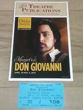 2014 San Jose Opera playbill program w/Tickets Don Giovanni Feb 2, 1959   NYC picture